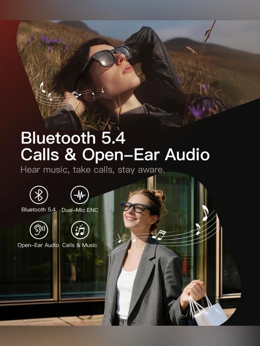 AI Smart Glasses with Camera, 4K POV Recording, Photochromic